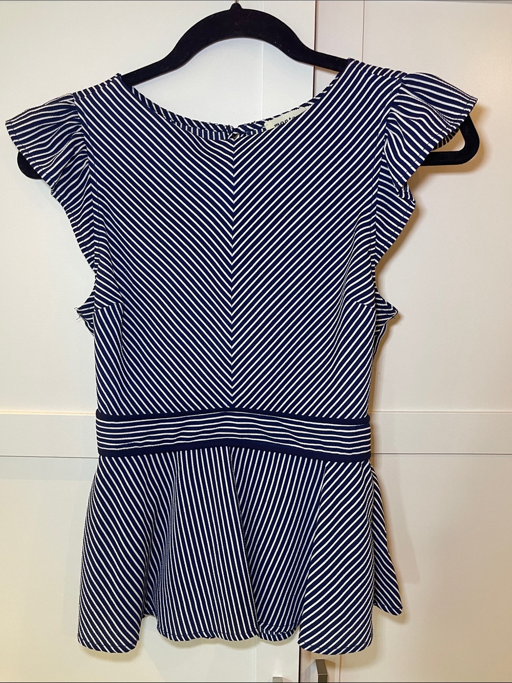 Navy Striped Peplum Tank Top